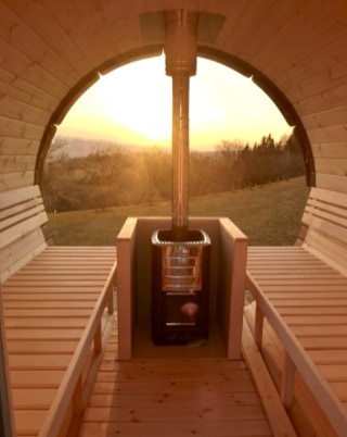 výhled z prosklené sauny